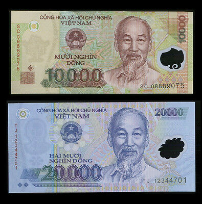 60,000 Vietnam Dong - Two 20,000 & Two 10,000 Vietnamese Dong Note Foreign Money