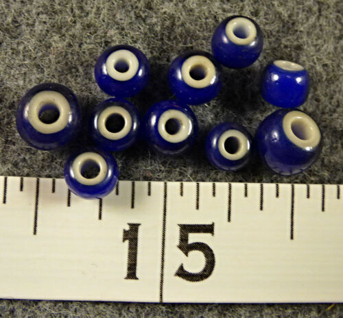 10 Cobalt Blue White Heart Trade Beads Hudson's Bay Company 150+ Year Old