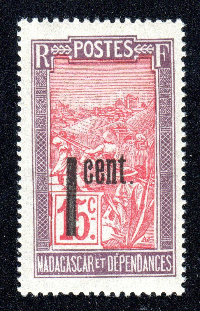 1921 Madagascar SC# 130 - Stamps and Type of 1908-16 Surcharged in Black - M-H