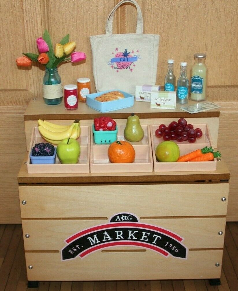 American Girl City Market Stand & Custom Food Fruits Set - Excellent Set- Euc