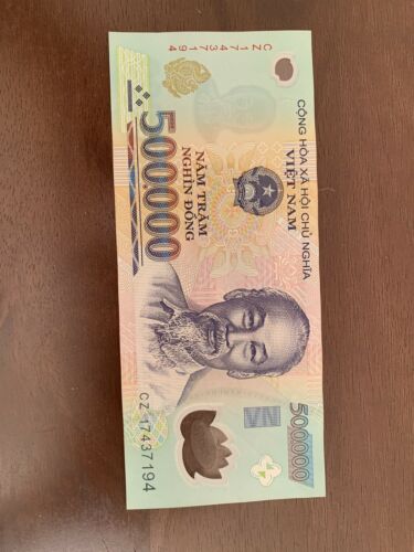 Vietnamese Dong Currency (vnd) (1) Single 500,000 Banknote 500k Vietnam Unc Z