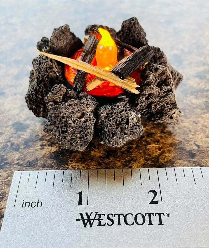 Miniature Lava Rock Campfire - Perfect For Fairy Garden, Doll Houses