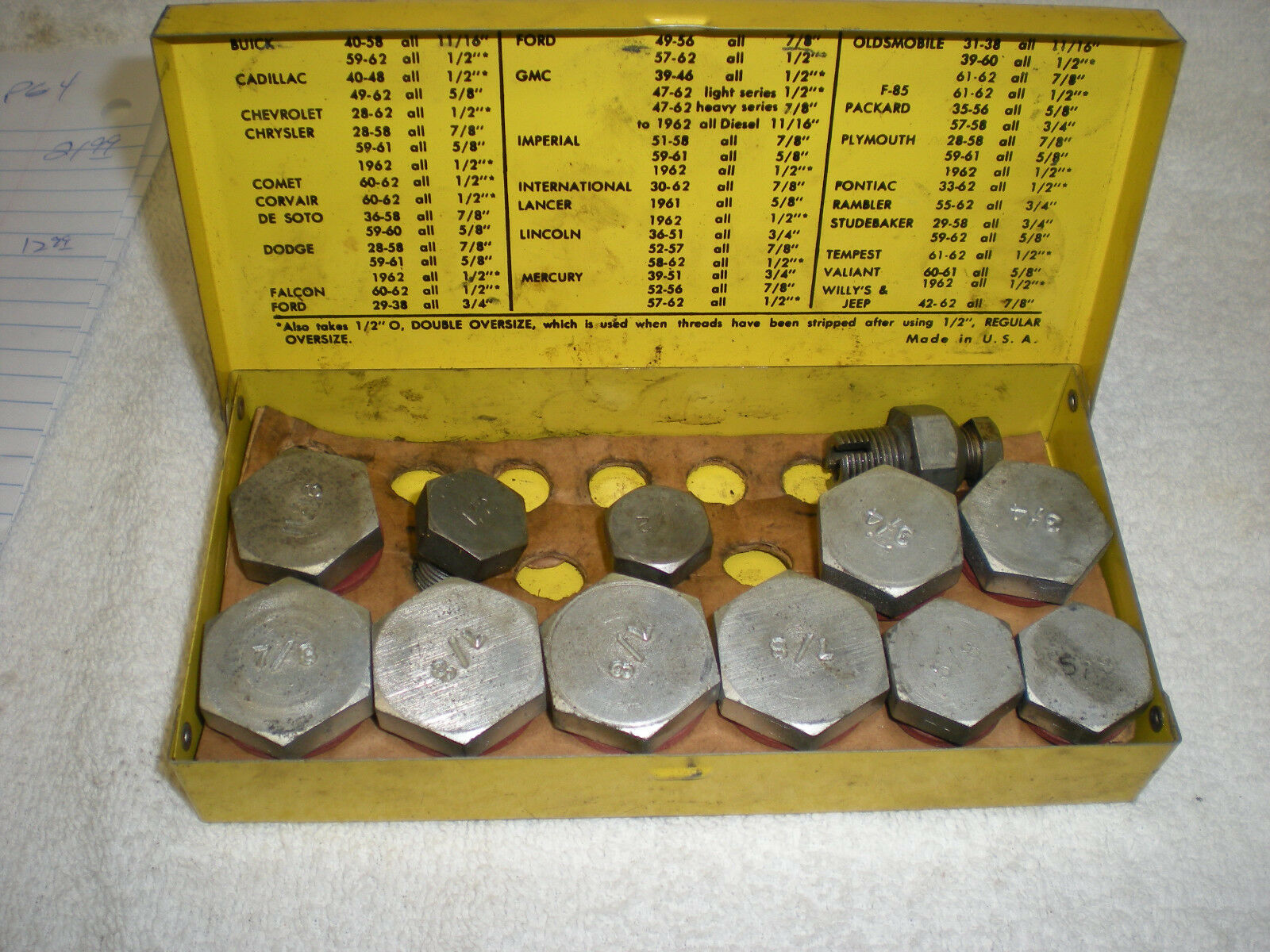 Vintage Drain Plug Assortment Kit 40 50 55 60 Packard Jeep Ford Chysler Imperial