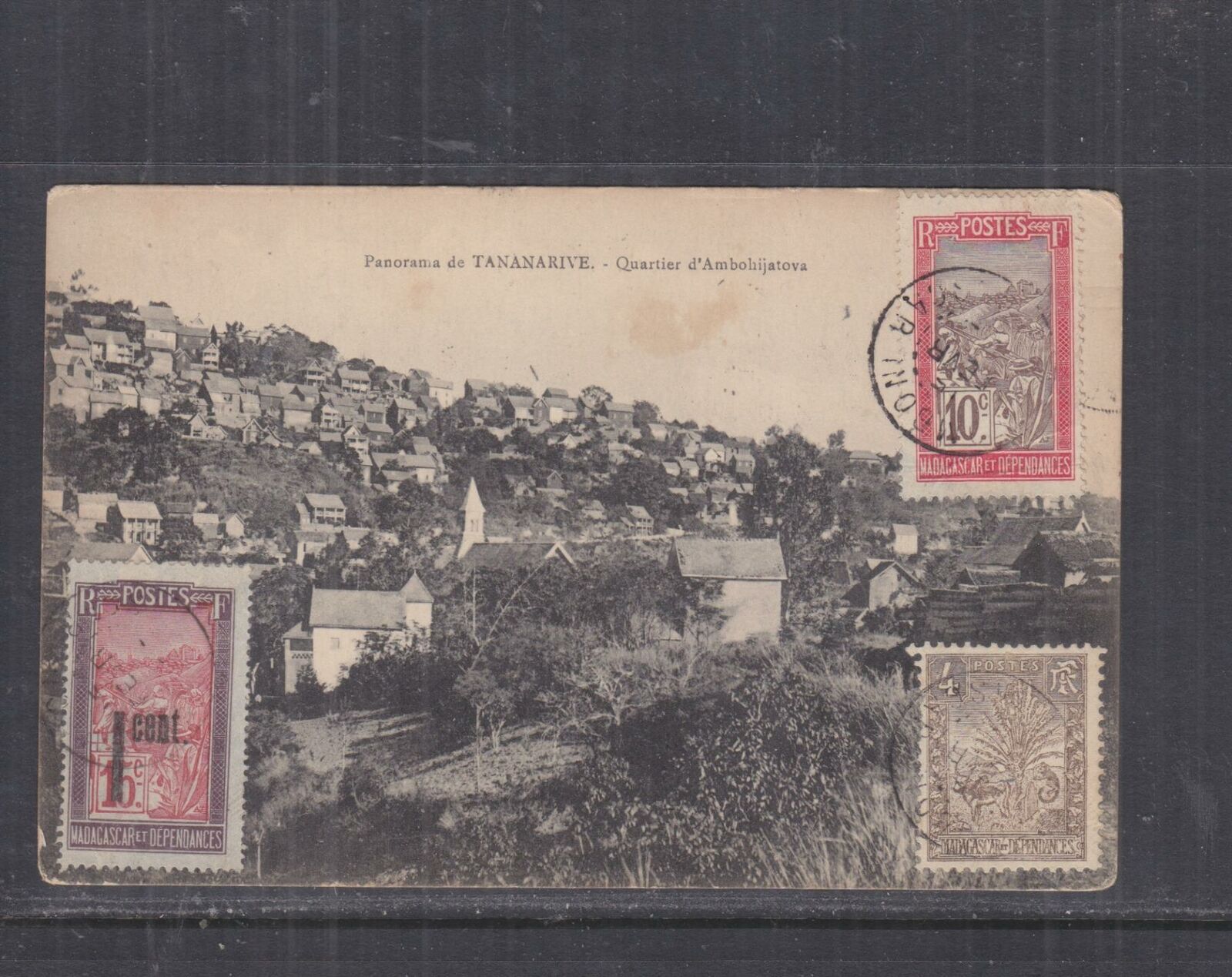 MADAGASCAR, c1925 ppc. TANANARIVE, 4c., 10c., 1c. on 15c. to France.