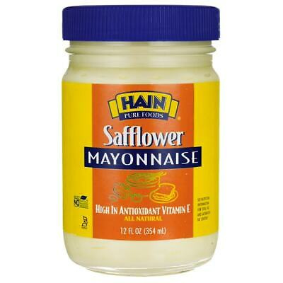 Hain Pure Foods Safflower Mayonnaise 12 fl oz Jar.