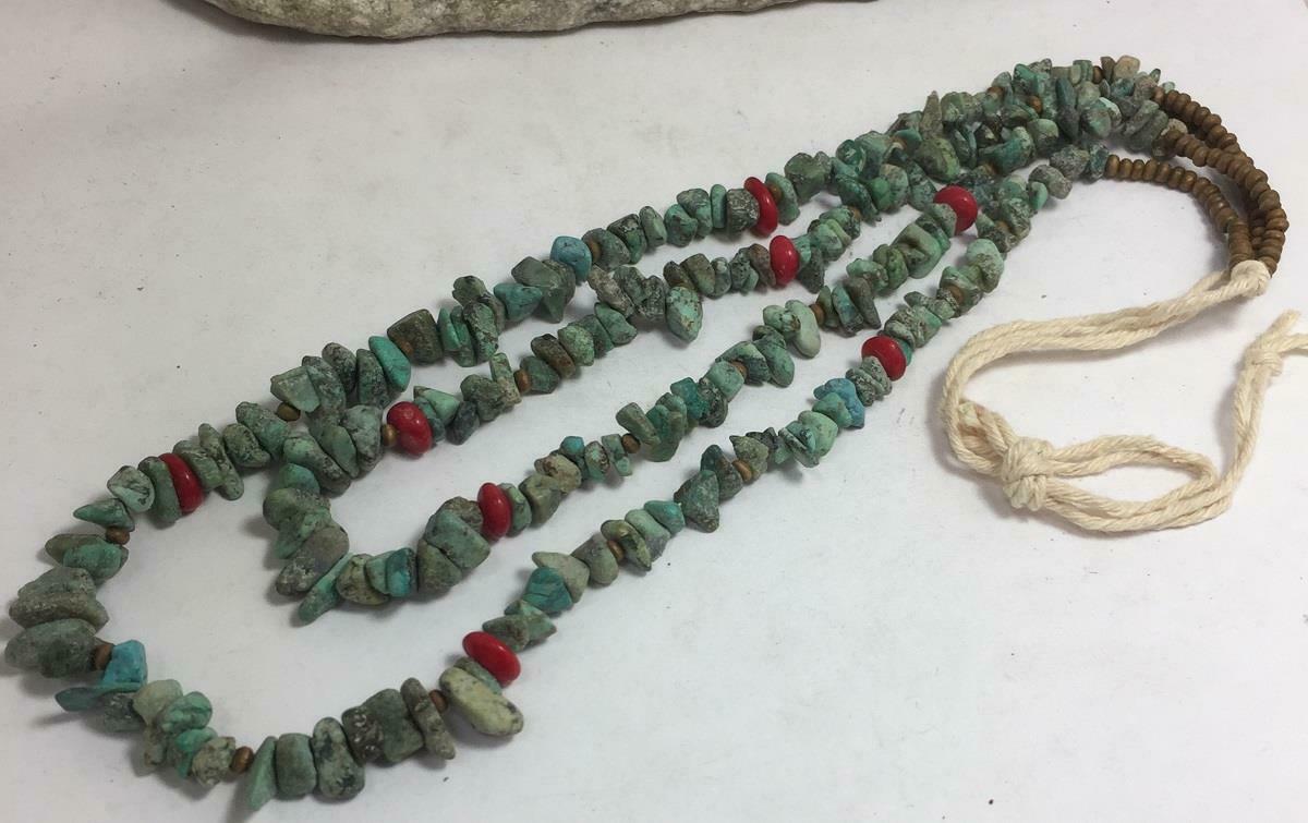 Multi Stands Rustic Africa Turquoise Nuggets/coral Necklace/(g272-w2)