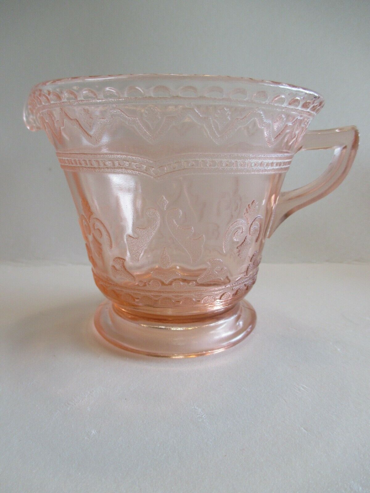 Federal Glass Co. Pink Depression Glass Footed Creamer-patrician Spoke Pattern