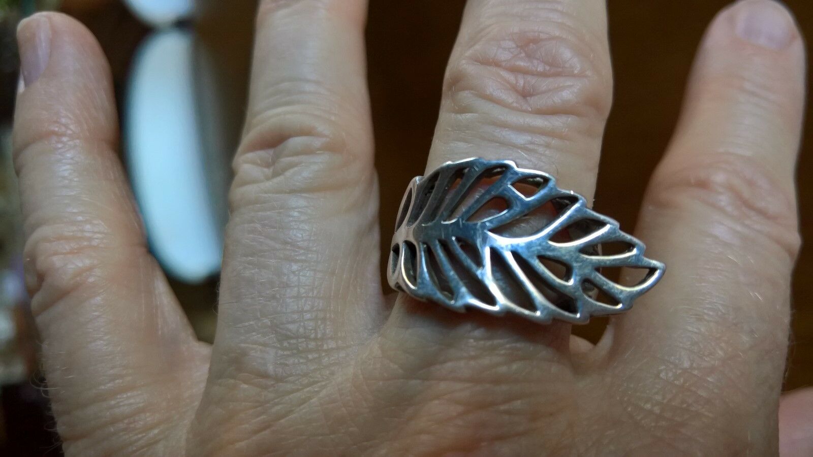 vintage sterling silver leaf ring