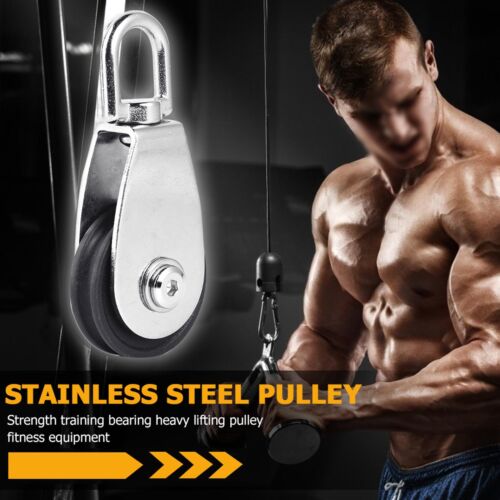 Stainless Steel Dual Bearings Mute Pulley Block Nylon Wheel Groove 360° Rotation