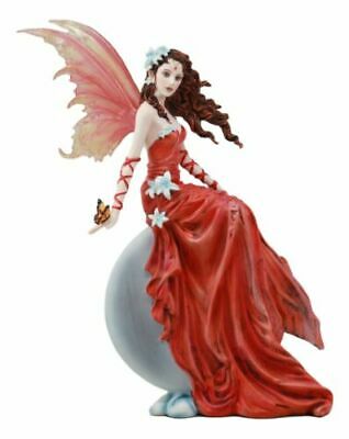 Ebros Large Celestial Moonlit Crimson Lilly Wedding Fairy in Red Gown 12