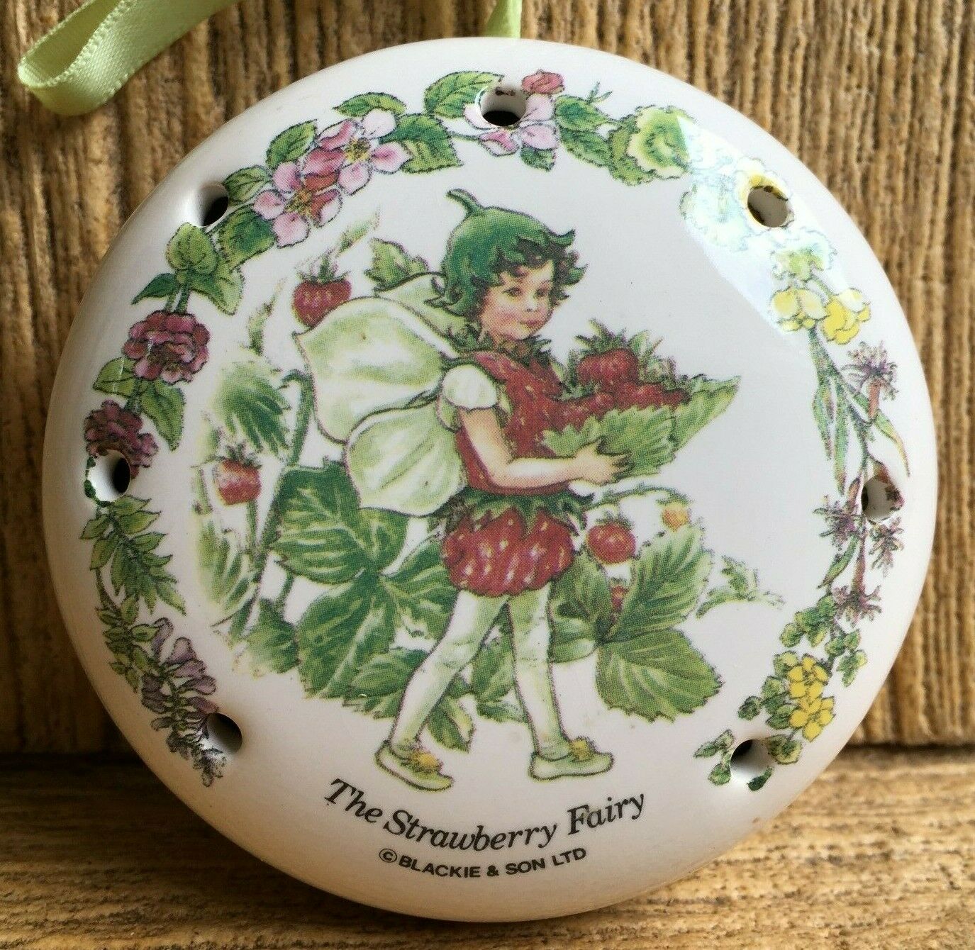 The Strawberry Fairy Blackie & Son Ceramic Hanging Pomander England Vintage Cute