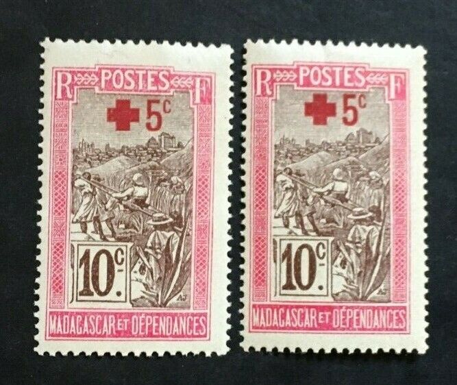 Stamp Madagascar Stamp - Yvert and Tellier N°121 x2 N MNH (Cyn40) Cross Red