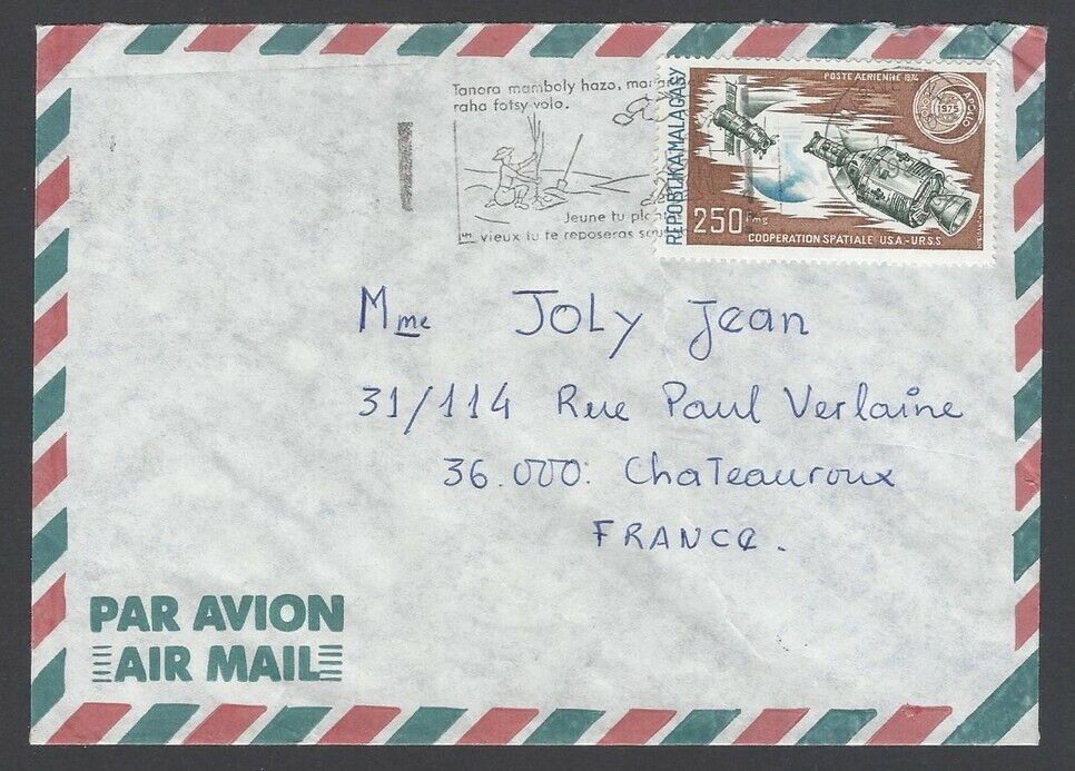Aop Malagasy #c132 1974 Usa-ussr Space Cooperation On Cover To France