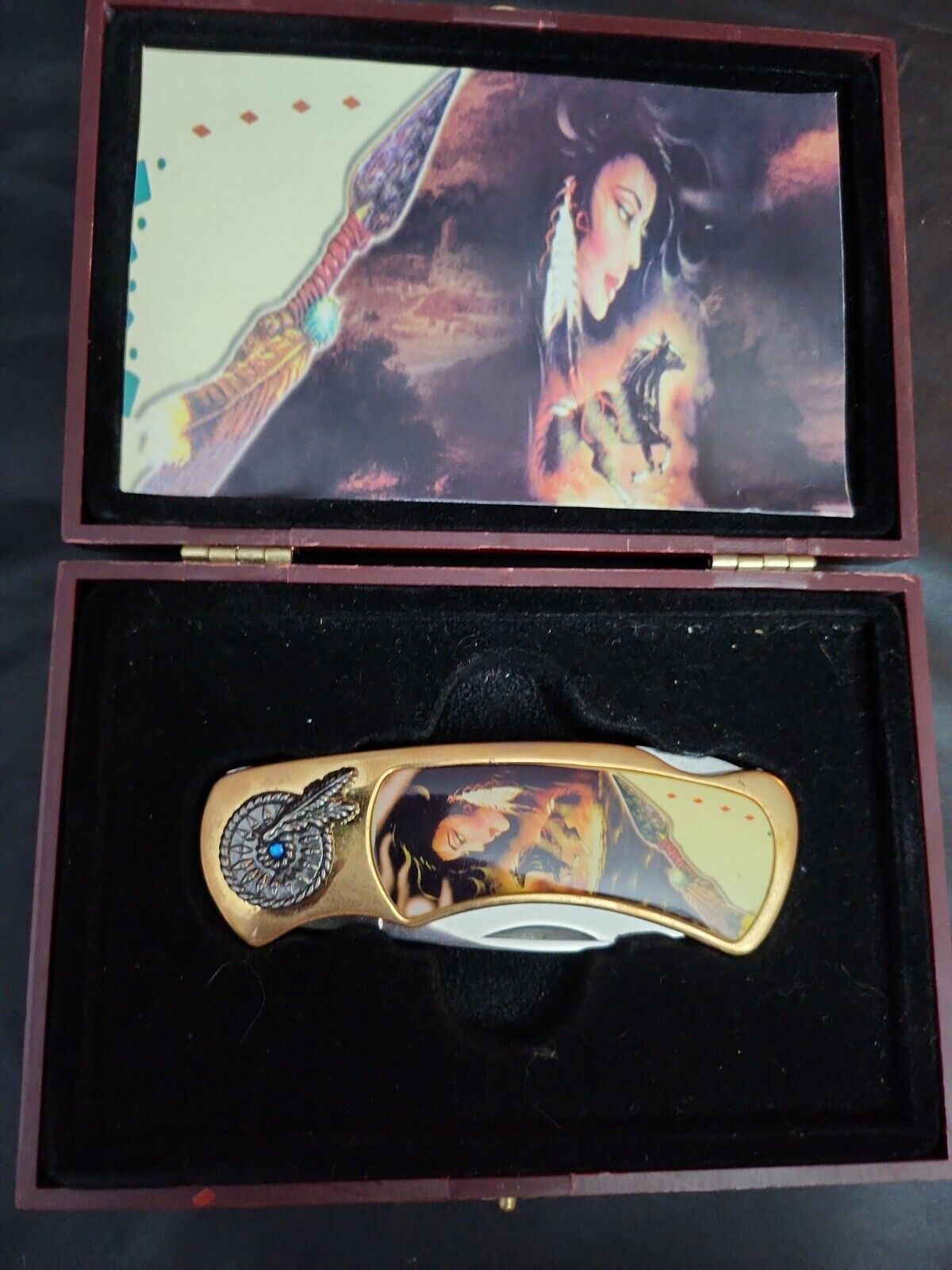 Lender - Native American Indian - Folding Knife - With Case