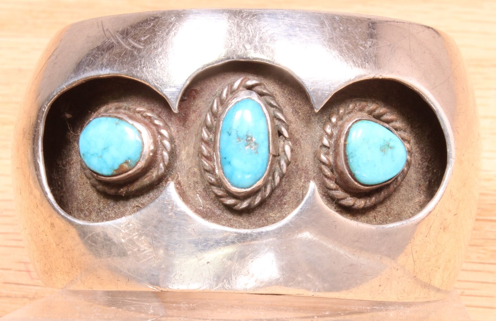 Wonderful Sterling Silver Shadowbox Turquoise Cuff Bracelet Dgd Cx308b