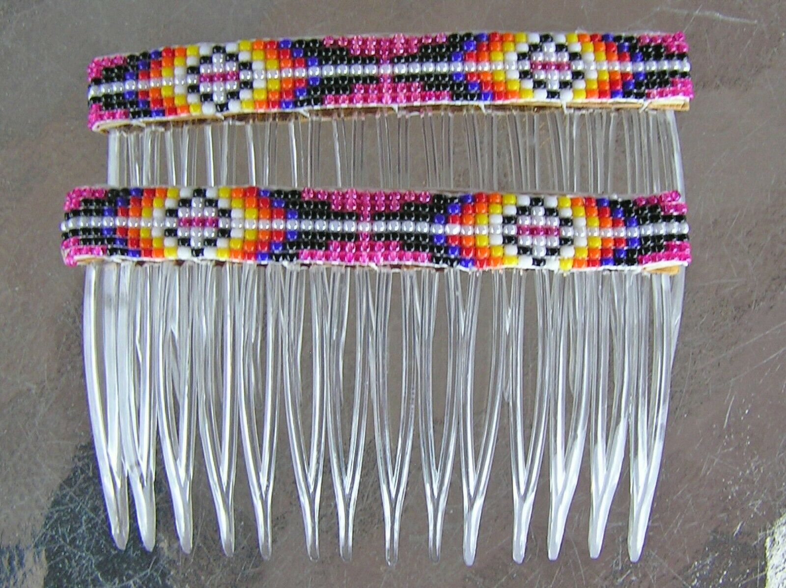 VERY NICE Handmade Navajo Indian Beaded hair combs / barrettes Earlene Nathaniel