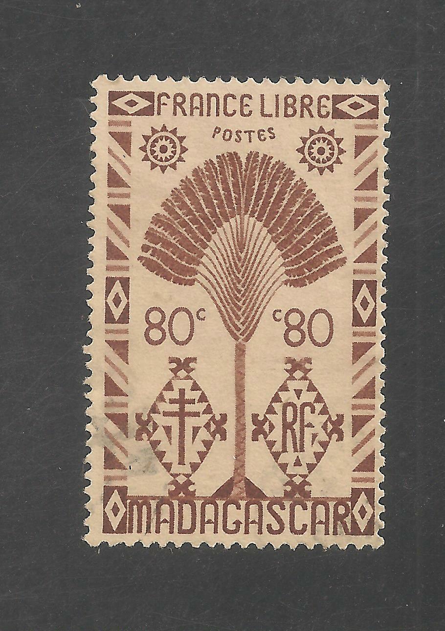 Madagascar (French) #246 (A16) VF USED - 1943 80c Traveler's Tree