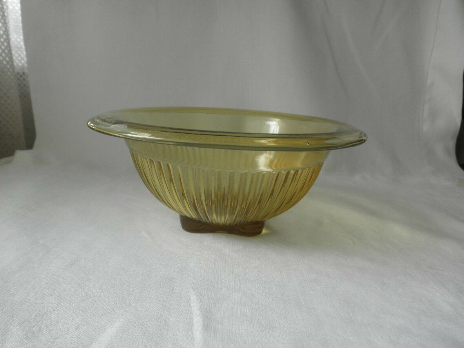 Federal Golden Glow Amber Depression Glass  Ribbed Mixing Bowl