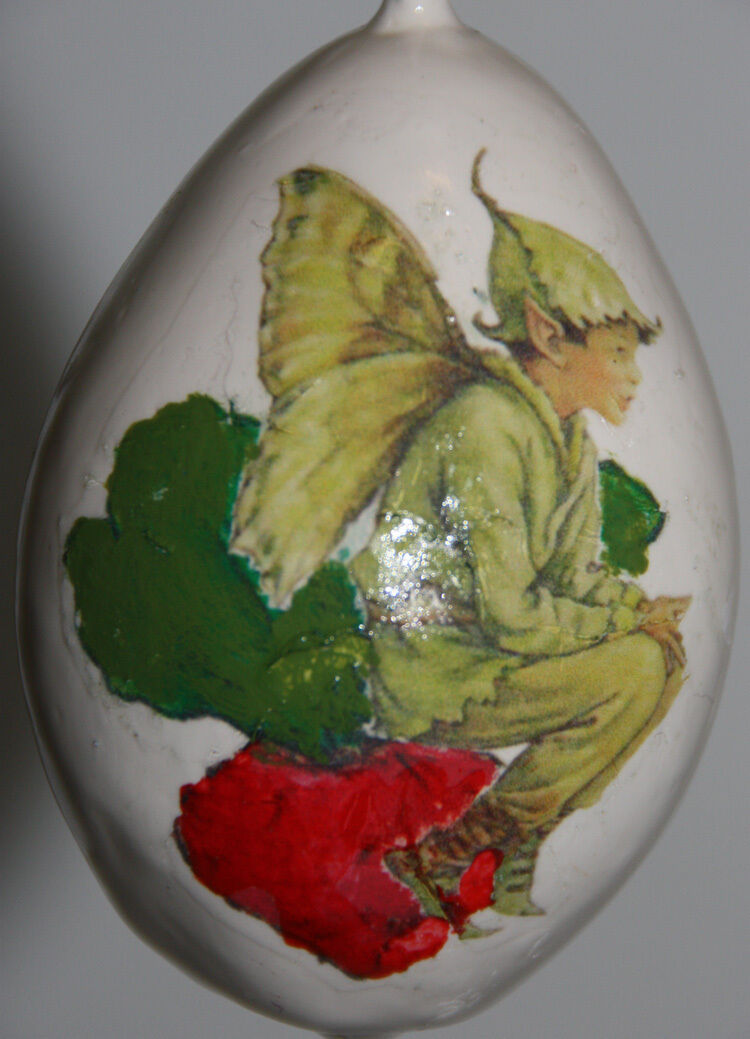 Gourd Garden Marker Or Christmas Ornament With Fairy / Sprite And Radish