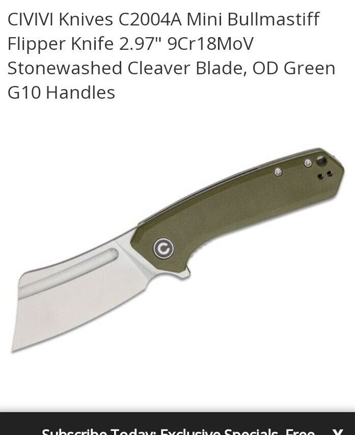 We Knife - Civivi Mini Bullmastiff C2004a  Od Green G10 Handle Gray S/s Liner