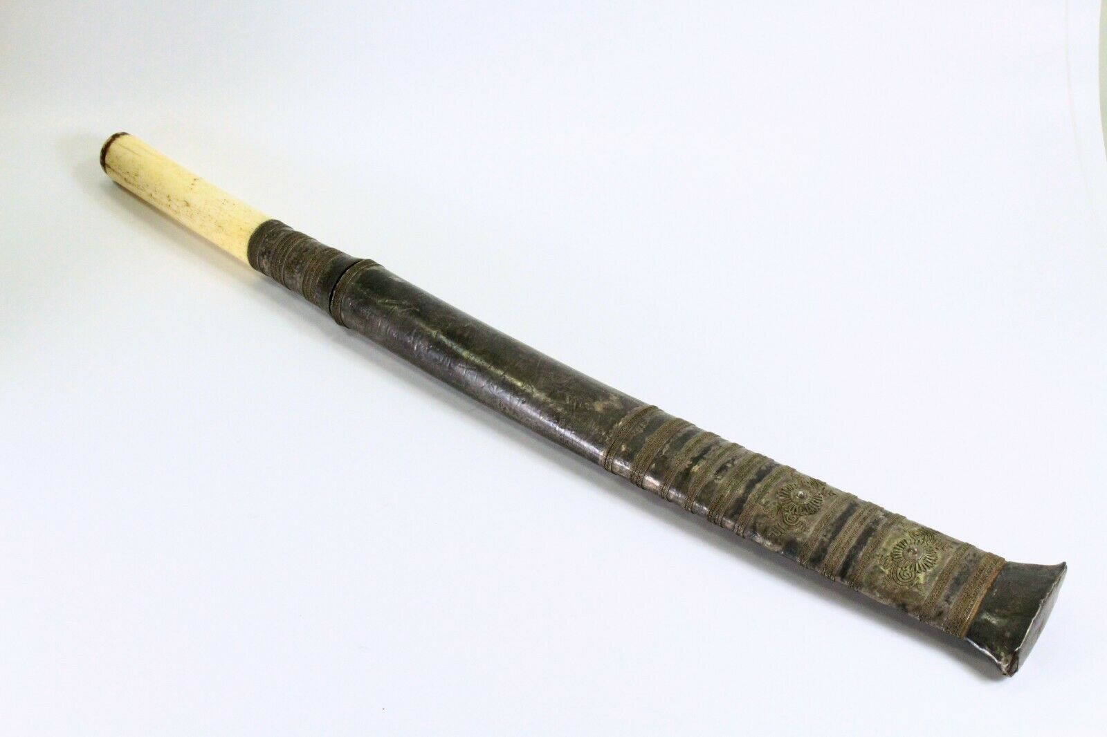 =Antique 19thc. DHA Southeast Asian Sword Dagger Silver Filigree Sheath  #1