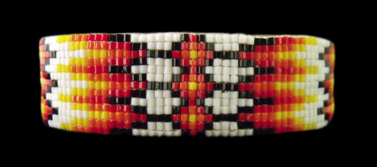 White Wide Cut Glass Beaded Bracelet - Navajo Handmade