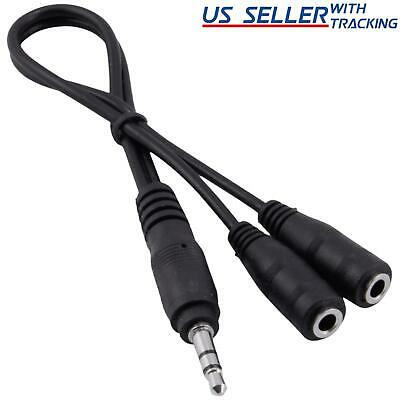 3.5mm Audio Aux Cable Male To 2x Female Stereo Extension Headphone Splitter Cord