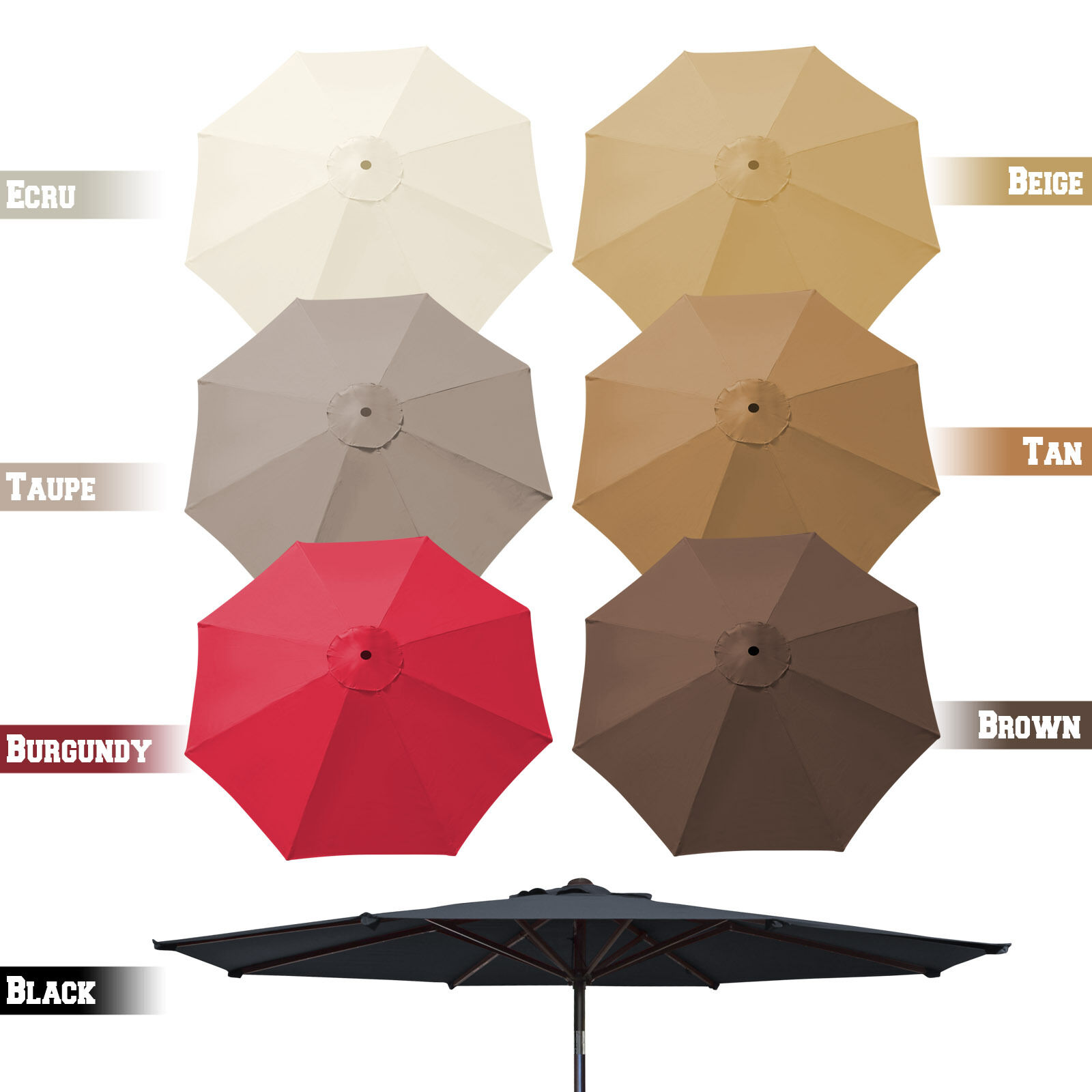 9ft 8 Rib Patio Umbrella Cover Canopy Replacement Parasol Top Cover Outdoor