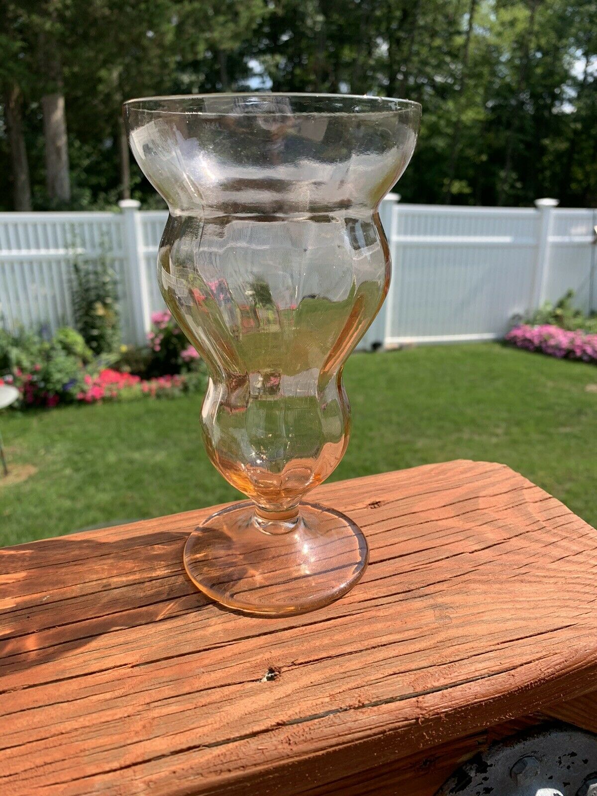 Vintage Lido Garden Glow By Federal Glass Footed Tumbler Glass