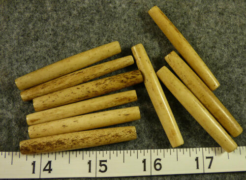 (10) Old Sioux Indian Bone Hair Pipe Trade Beads For Breastplate 150+ Year Old
