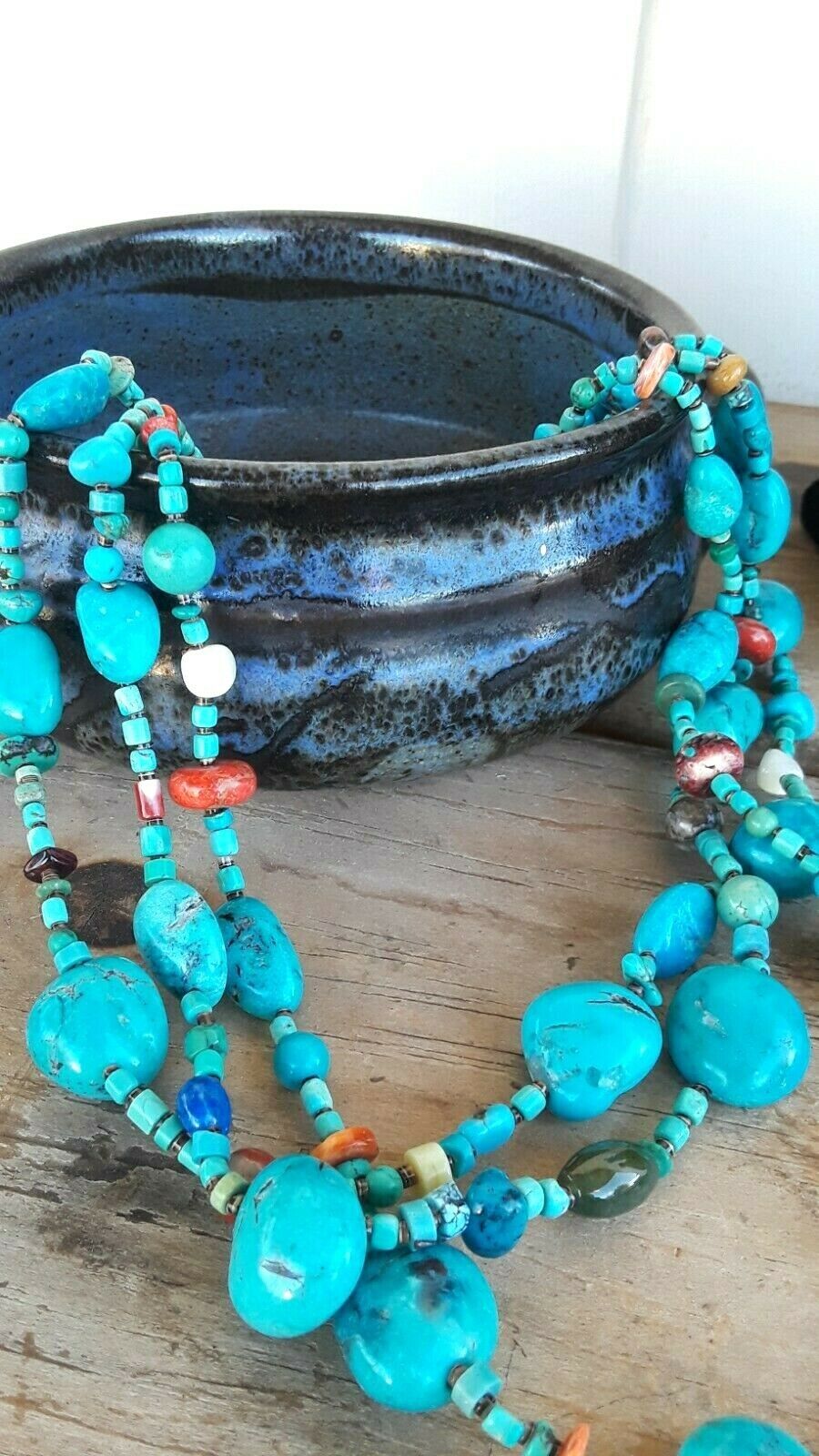 Zuni Turquoise Necklace w/ Heishi, Coral & Multi Beads - NWOT