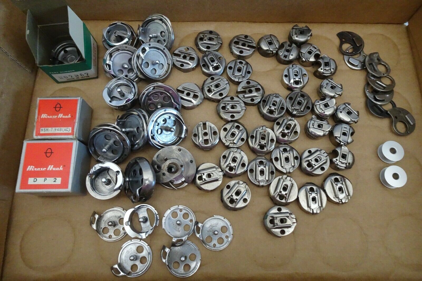 67pc Old Used Vintage Industrial Sewing Machines Lot Bobbin Case Parts Singer +