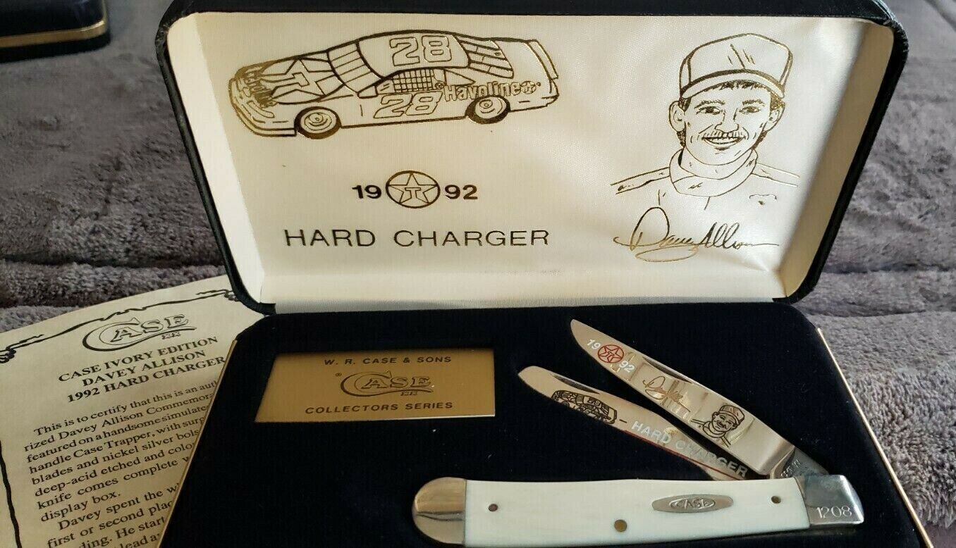 NEW! VINTAGE DAVEY ALLISON 1992 HARD CHARGER CASE XX COLLECTORS KNIFE AND CASE
