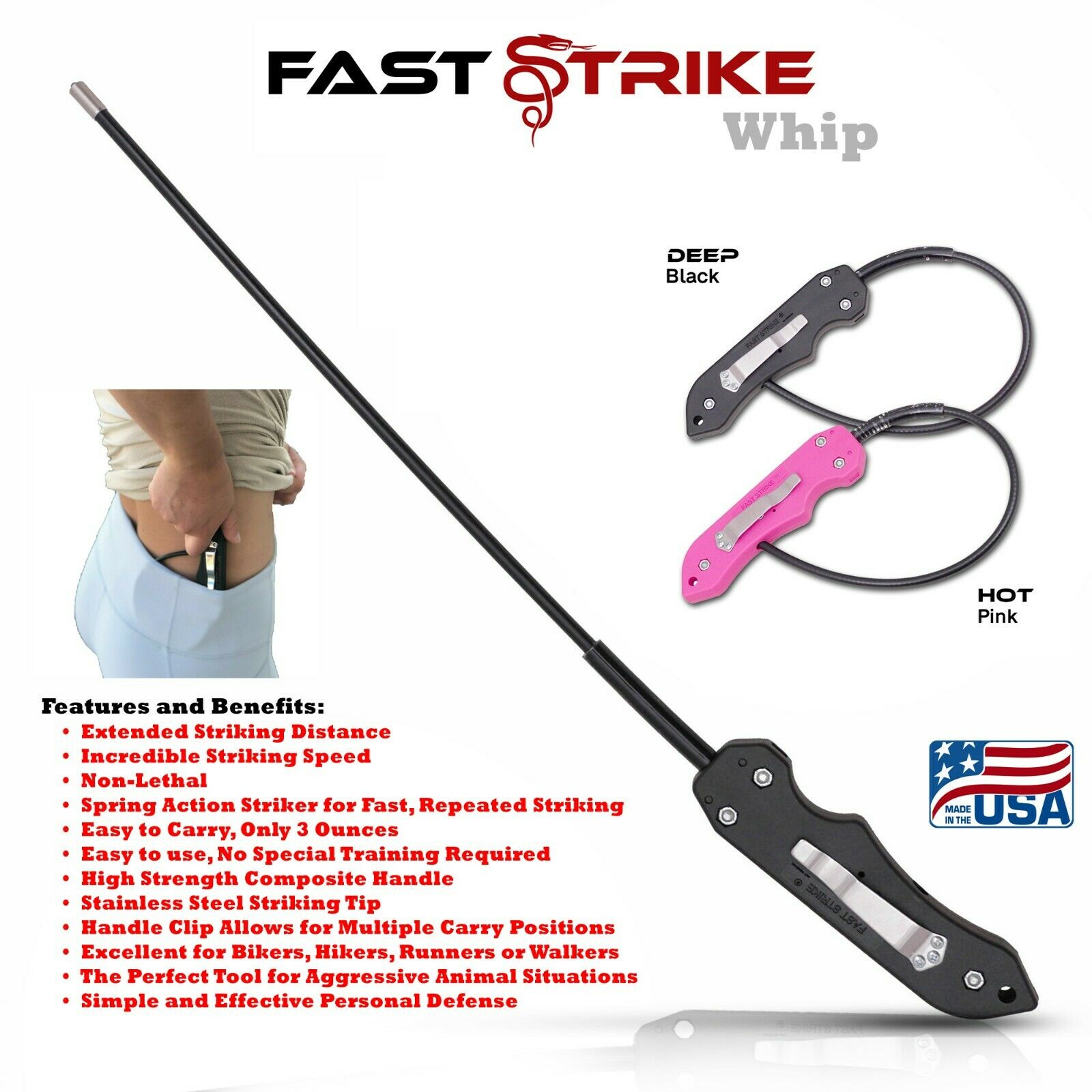 Fast Strike Self Defense Tactical Whip Personal Security Safety Protection Tool