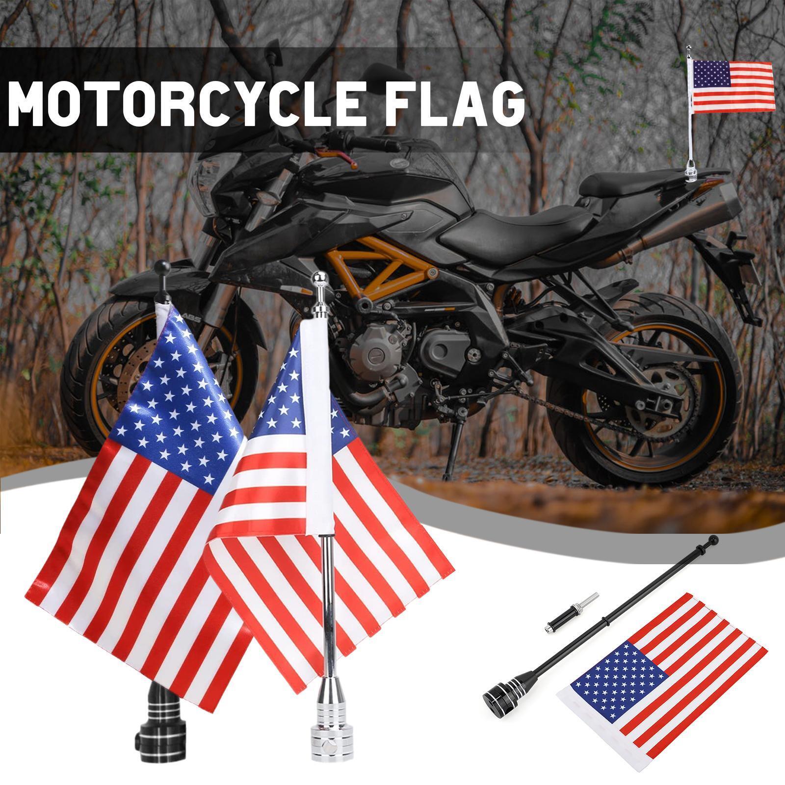 Universal Motorcycle Bike American USA Flag pole Luggage US Rack Mount S9C9