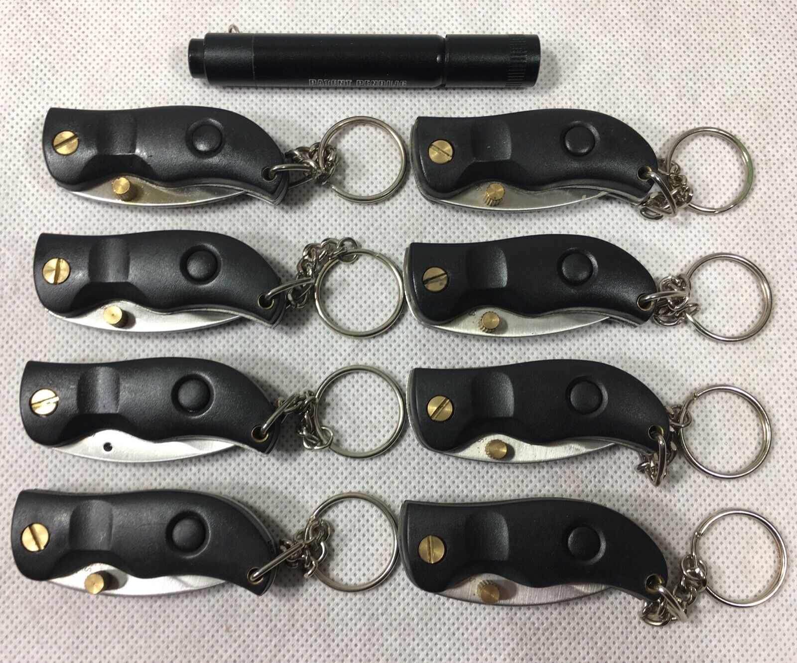Keychain Folding Knife 4" Stainless Black Lot Of 8