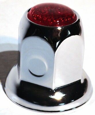 Up Lug Nut Covers 33 Mm Push-on Red Reflector Chrome 2" Tall #10039 Set Of 20