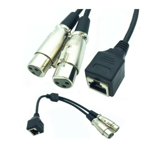 RJ45 to 2 XLR 3 Pin Male Female Network Adapter Connector Cable Cord Converter