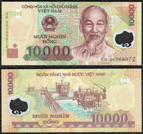 VIETNAM 10000 (10,000) Dong, 2011-2015, P-119 NEW, Polymer, UNC World Currency